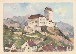 Schloss - Sargans - Künstlerpostkarte signiert Maze