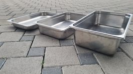 3 Stück / grosse Gastroschalen / Chromstahl / 53 * 32cm