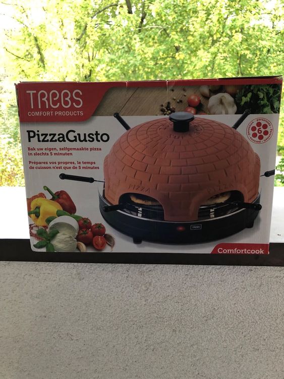 Trebs 99392 Pizzagusto - Pizza oven with terracotta dome for 8 people - Pizza bowl - 1000 Watt - Preparation in just 5-7 minutes - new more effective dome design