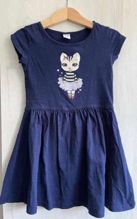 Sommerkleid Gr 104 blau *Katzenmotiv*