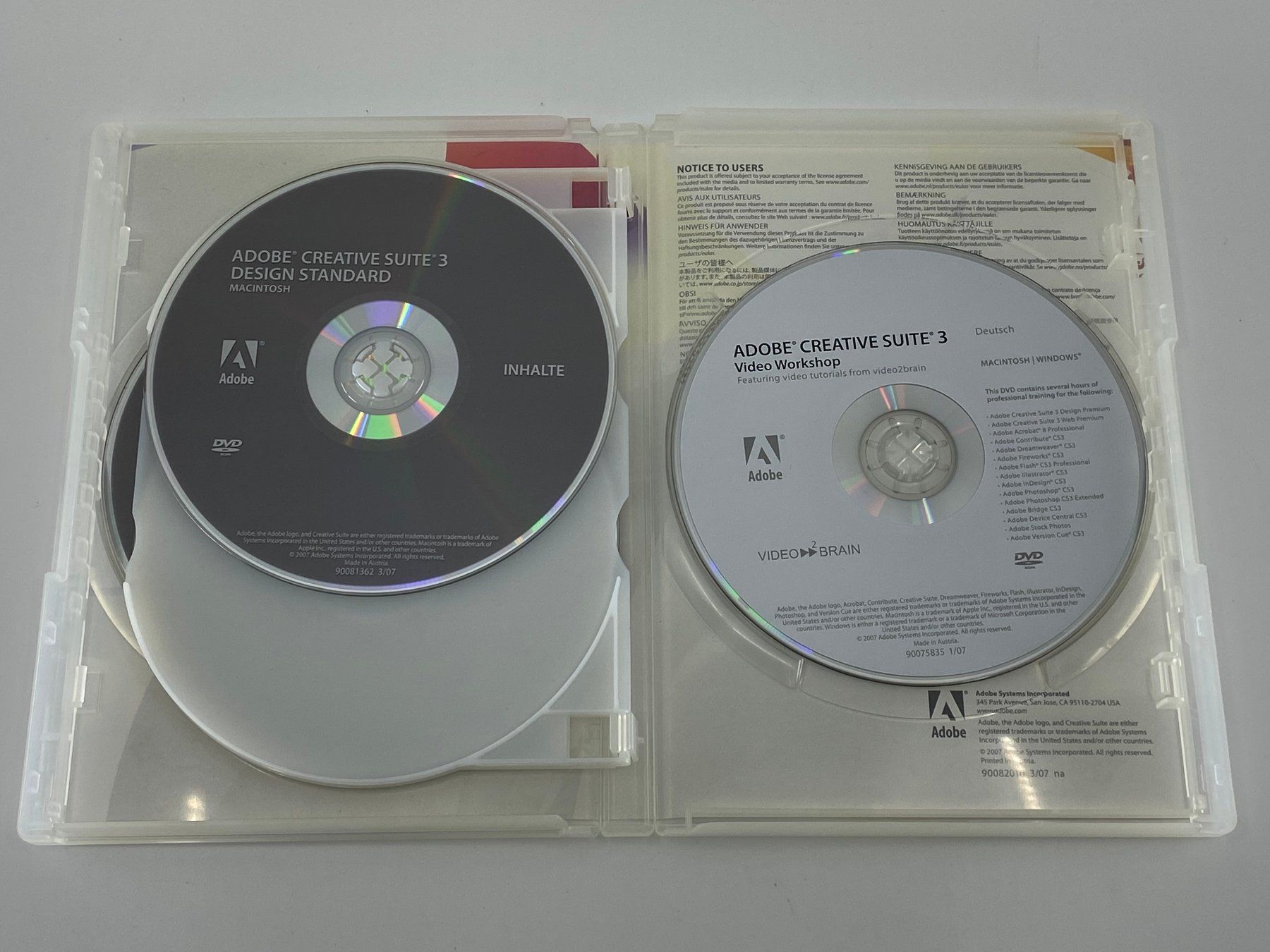 Adobe Software: Adobe Creative Suite 3 Design Standard - MAC - UpGrade DVDs – Gebraucht aus Langwiesen von Restposten-24 3