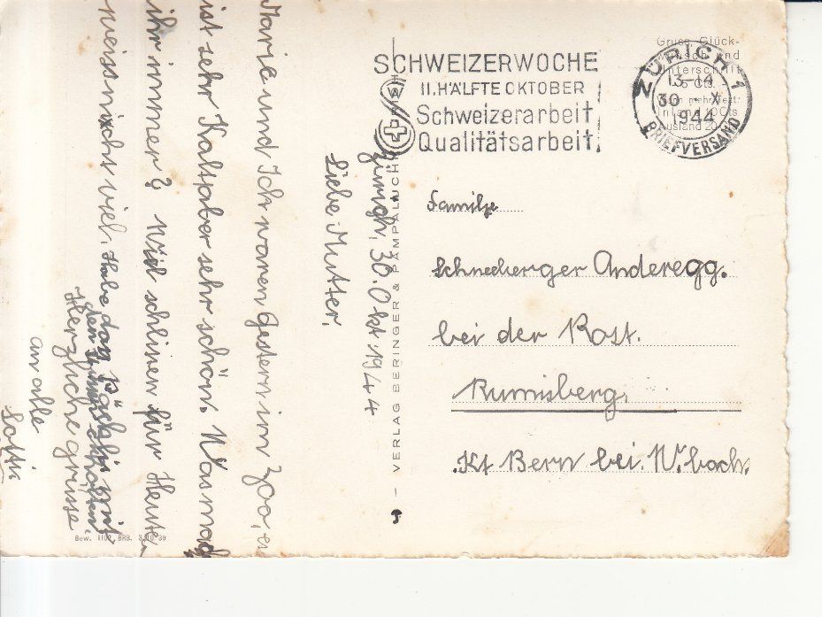 Cartoline postali: Zürich See 1944 – Usato da Bürglen TG venduto da StampGraf 1