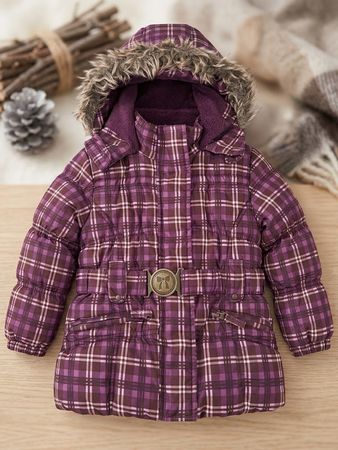 Gr92 ❄️⛄️ Palomino Mädchen Winterjacke Lilla Kariert