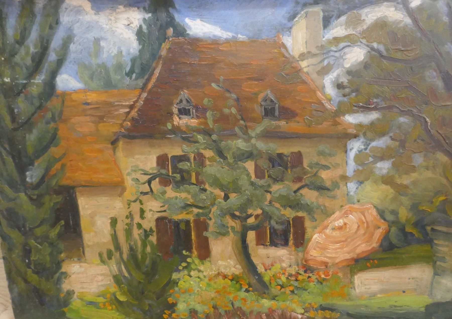 Tableaux: beau tableau d'été devant de maison – D'occasion à Lausanne par leneko