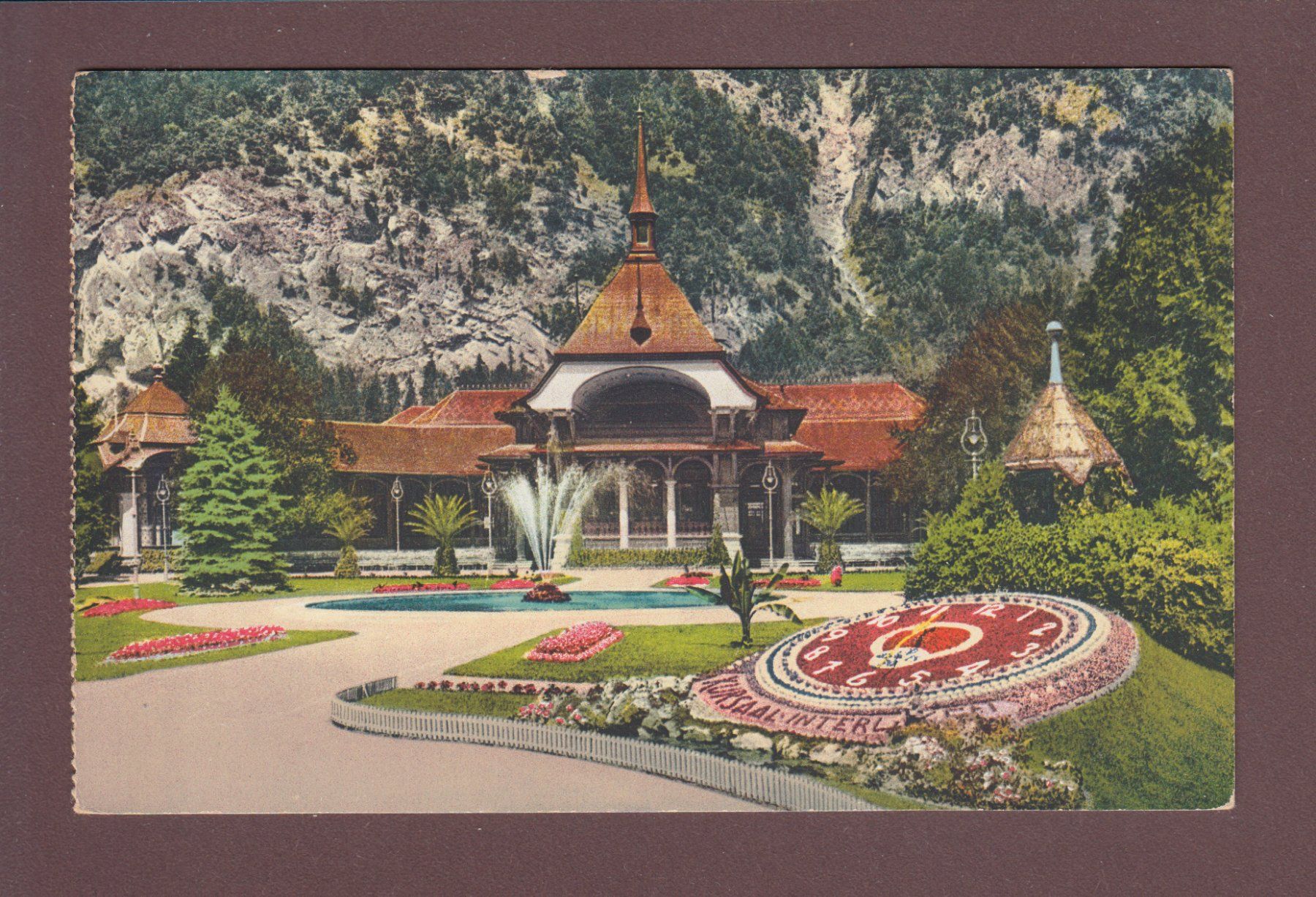 Cartoline postali: INTERLAKEN - Kursaal - Blumenuhr – Usato da Pully venduto da nicecards