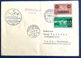 1937 - Sonder Postflug ZH - Sion / Int.Flugmeeting ZH