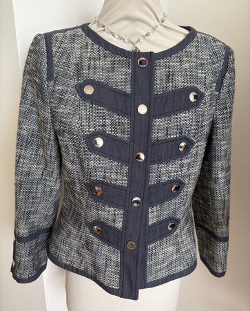 Karen Millen denim blau Militär jacket Jäckchen 38 M 12