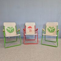 Set Vintage 1970-1980 Stahlrohr Klappstuhl, Folding Chair