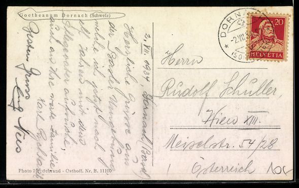 Cartoline postali: AK Dornach, Blick auf das Goetheanum – Usato da Berlin venduto da bartko-reher 1