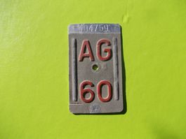 Velonummer / Fahrradnummer AG 60