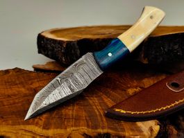 Geprüft! 1A Knife Faltenstahl DAMASCUS Damast Jagd Messer