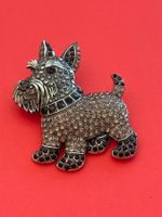 Luxus Elegante  Brosche Hund 🐕 Farbe:Silber/ Schwarz