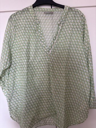 Nile Sommerbluse, Gr. XL, grün-gelb gemustert, neuwertig
