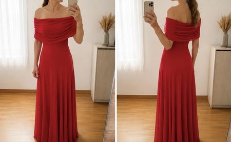 Rotes Abendkleid schulterfrei Grösse S neu