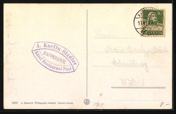 Cartes postales: AK Rapperswil, Blick zum Hotel Post – D'occasion à Berlin par bartko-reher 1