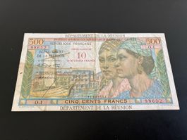 Seltene 500-Francs-Note, La Réunion, Top Sammlerstück!