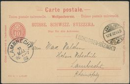 GL Luchsingen  Hätzingen - Stabstempel - Bahnstempel - Karte