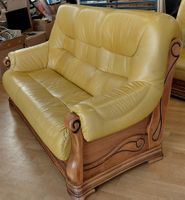 Schöne Sofa aus Leder und Massiv Holz 《Art;2877》