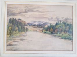 sehr schönes Aquarell von W. Huggler 1941