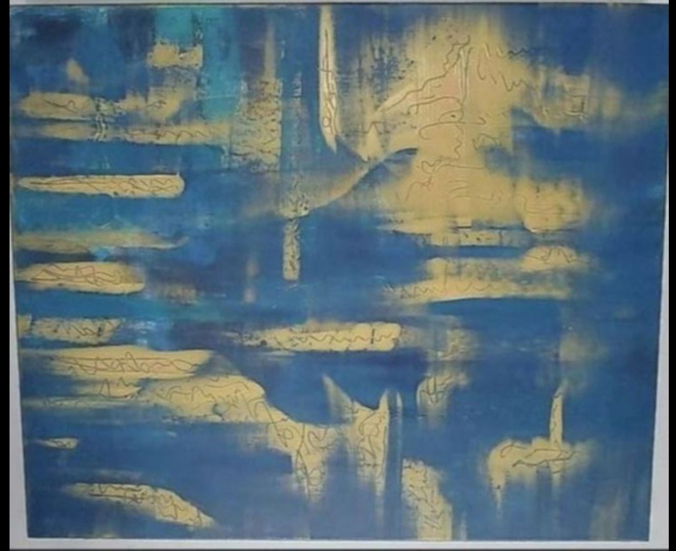 Dipinti: Gemälde Blau Gold handmade 50×60×4 – Nuovo (secondo la descrizione) da Riehen venduto da Steinbock1970 1