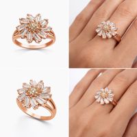 Roségoldener Blumenring mit Zirkonia, Grösse 54, Neu!