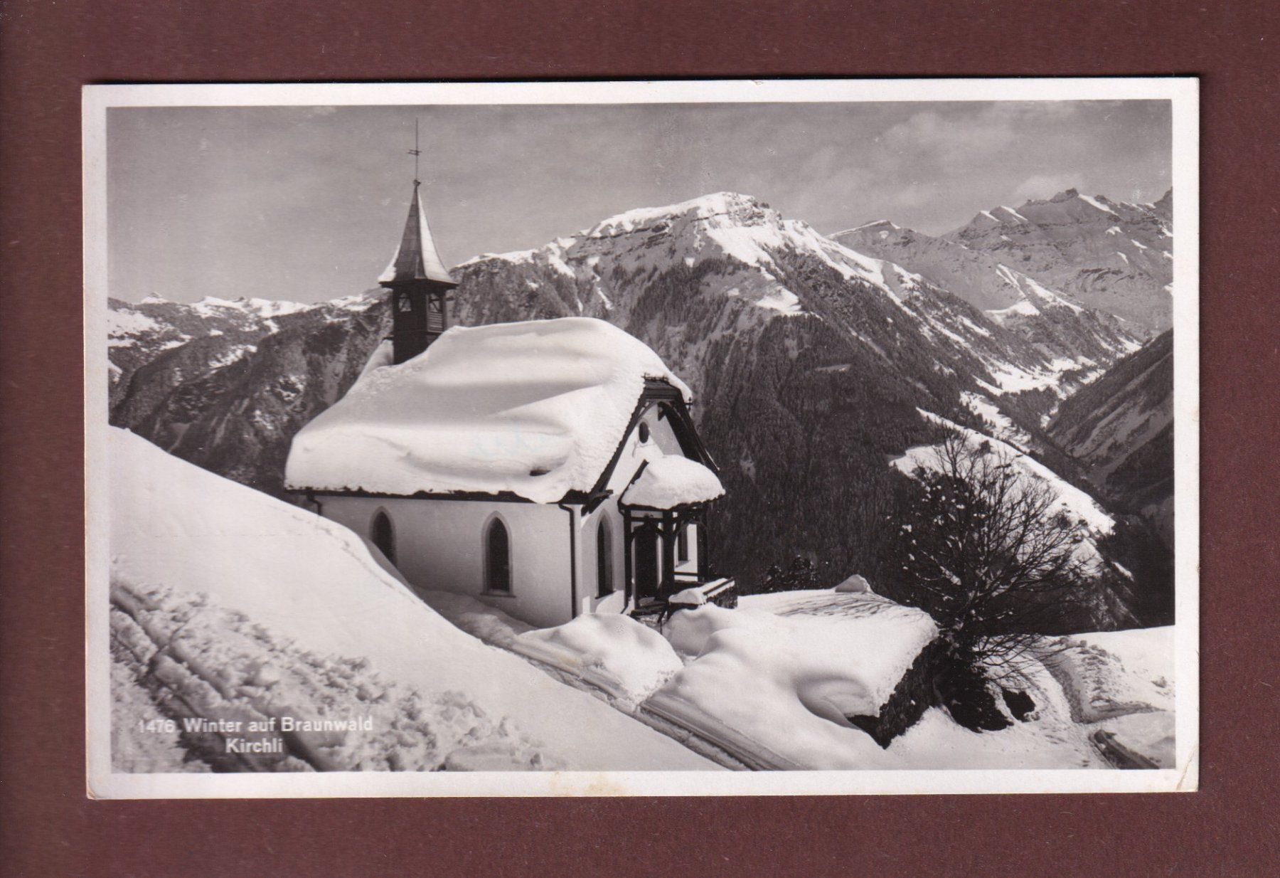 Cartoline postali: BRAUNWALD - Kirchli - 1945 – Usato da Pully venduto da nicecards-shop
