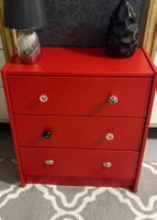 2xComò rosso 3 cassetti modificato con pomelli diversi