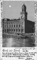 Nacht Litho Zürich Hauptpost gel. 1900