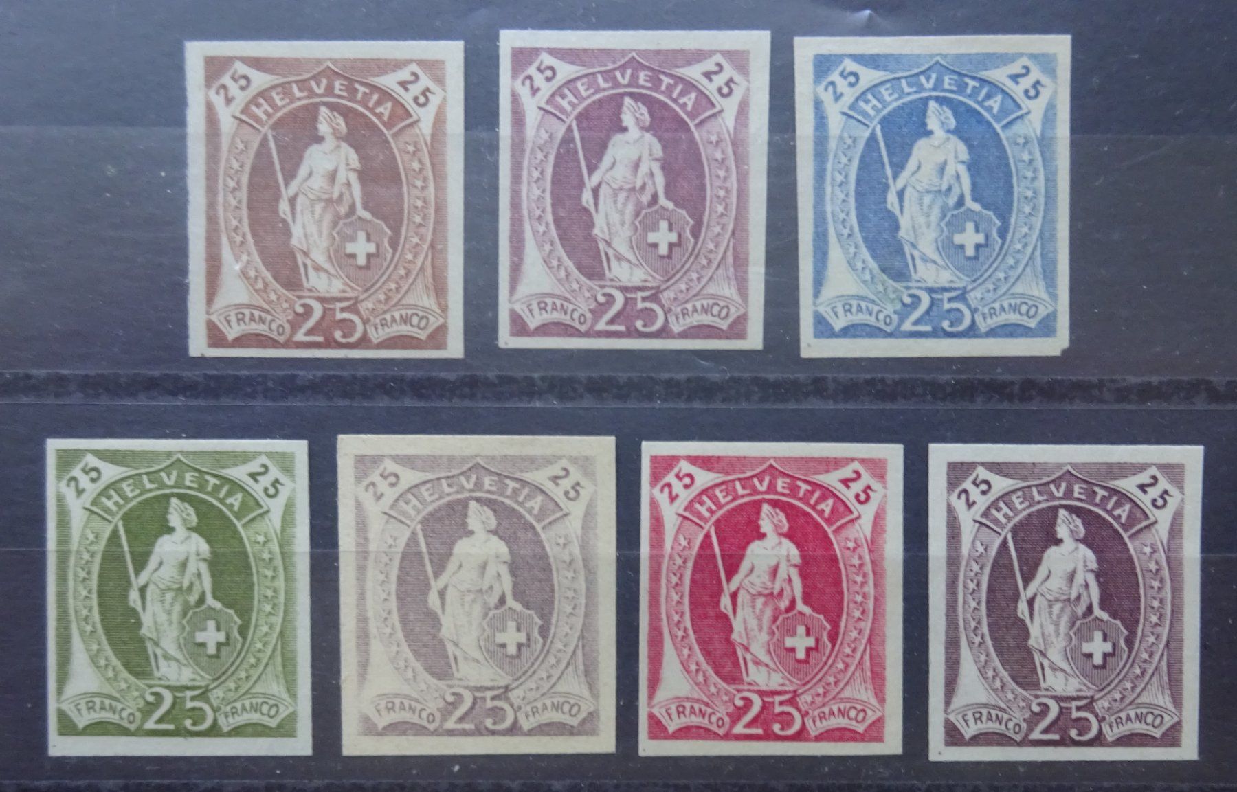 Tous les timbres: Stehende Helvetia, 7 Farbproben – Neuf (Voir description) à Watt par Oo2rup5