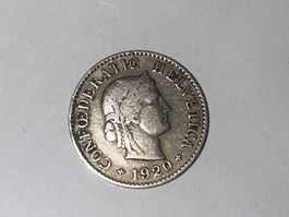Pièce de 5 centimes,Helvetia 1920, belle pièce d'époque