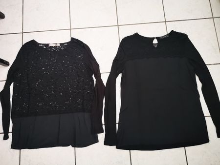 (H4)   2 x  Hallhuber Seide Bluse, Shirt gr. 42 (XL) schwarz