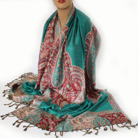 Damenschal Schal Viskose Paisley Pashmina 200x70 Türkis 540