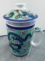 FABRIKNEUE CHINESISCHE TEETASSE DRACHE MIT SIEB UND DECKEL