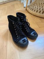 Sneakers CHANEL montantes velours noir