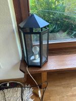 Laterne schwarz Metall Glas 68cm hoch, gebraucht
