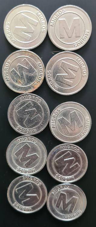 10 Stück Migros Jeton Einkaufswagen Marken Münzen Token (Gebraucht) in ...