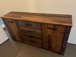 Sideboard Holzoptik mit 4 Schubladen 2 Türen