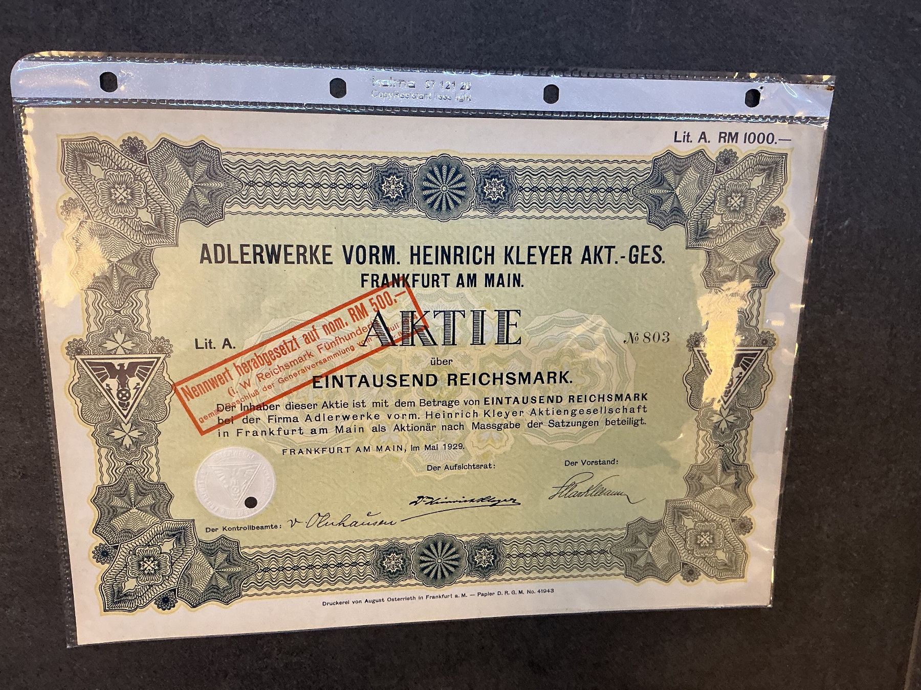 Documenti: Adlerwerke Aktien 1929 – Usato da Horw venduto da adler65 1