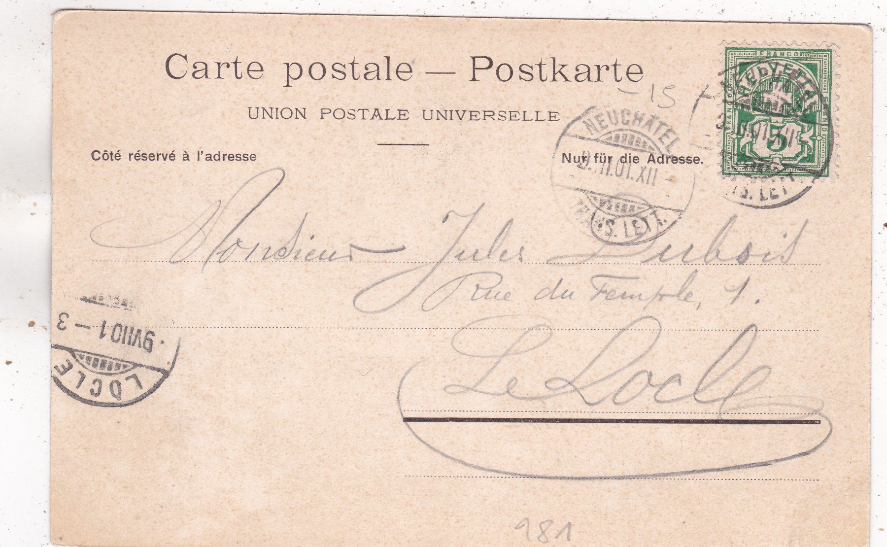 Cartoline postali: Neuchâtel 1901 – Usato da Herisau venduto da Lisegrat2008 1