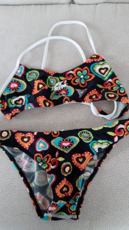 Akron Bikini, Grösse D 38, schwarz mit farbigem Muster