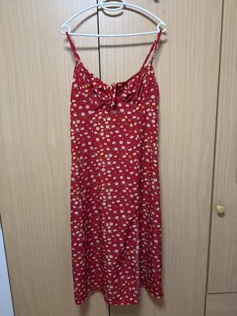 Sommerkleid rot Blumenmuster Gr. L neuwertig