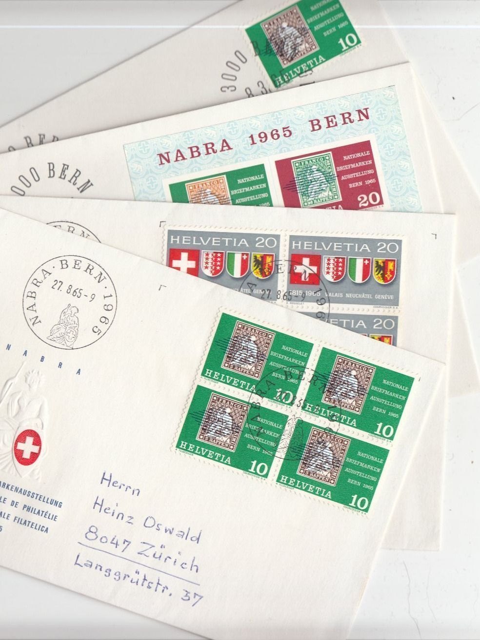 Tutti i francobolli: NABRA Bern 1965 4 Briefe – Usato da Bürglen TG venduto da StampGraf