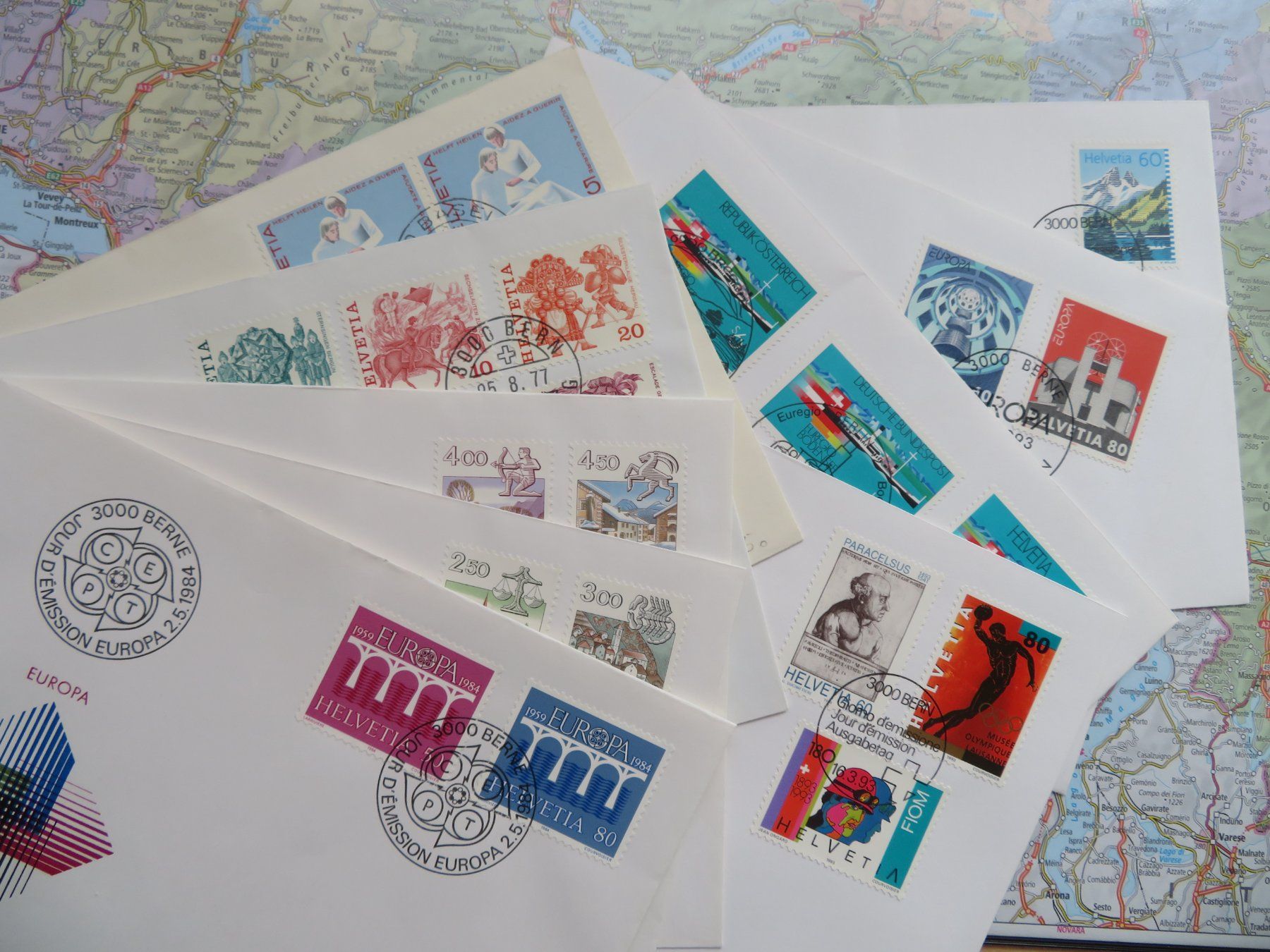Tutti i francobolli: 9 Briefe Helvetia gestempelt – Nuovo e nell'imballaggio originale da Untereggen venduto da Geobrocki