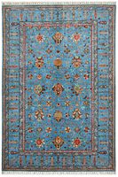 Sultani Afghan Teppich Türkis und Beige 300x212Cm