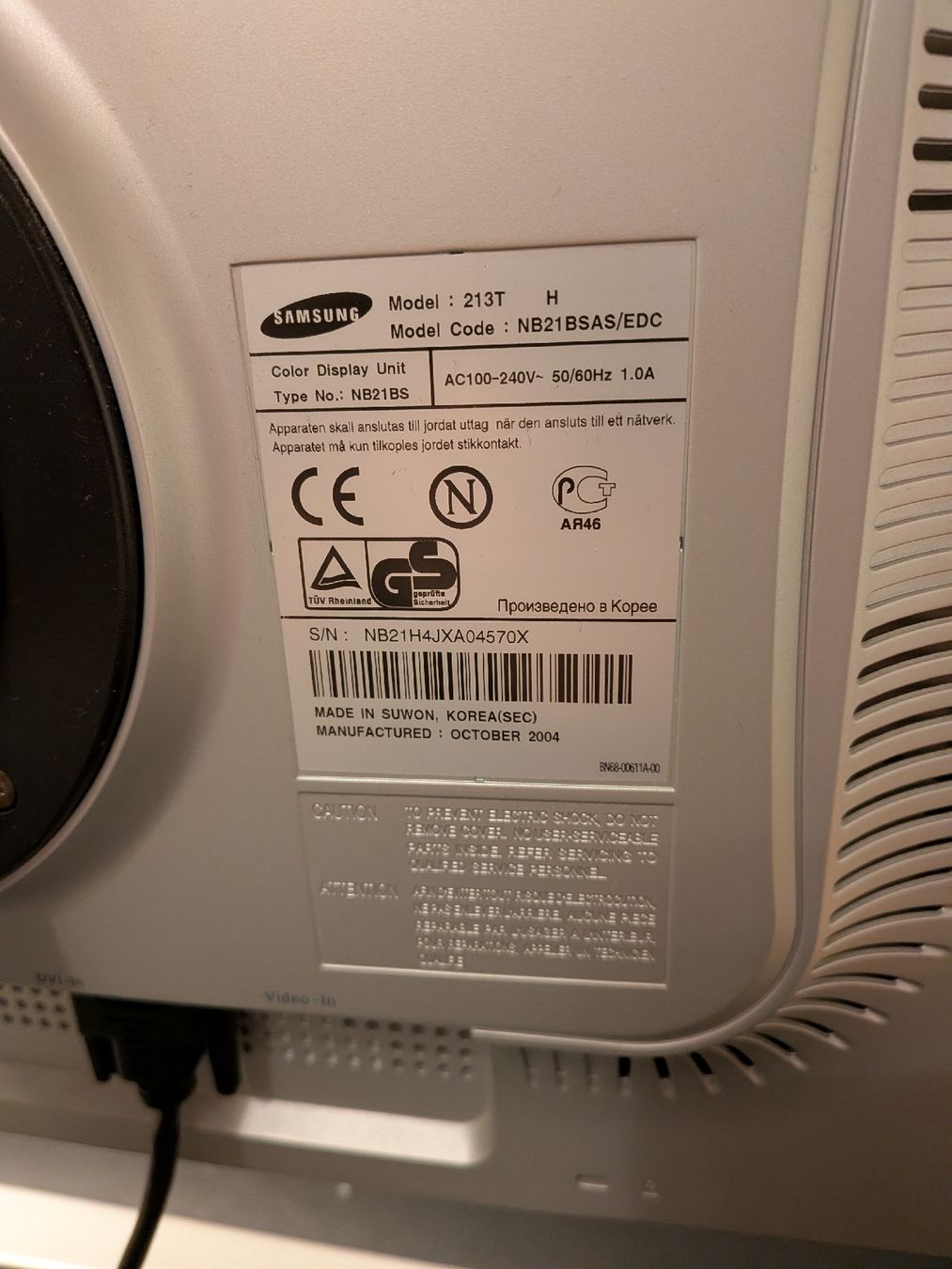 Samsung Monitor: Samsung Bildschirm 213T – Usato da Buchs SG venduto da SimWies 2