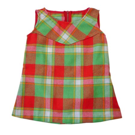 Kleid Kleidchen Meitli grün kariert VINTAGE 70s NEU 1-2 J