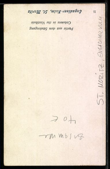 Cartoline postali: St. Moritz, Hotel Engadiner Kulm, Säule – Usato da Berlin venduto da bartko-reher 1