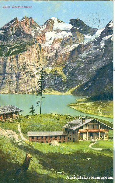 Cartoline postali: Kandersteg - Hotelstempel Oeschinensee 1916 – Usato da Emmenbrücke venduto da teestube