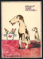 Handgemalt, sign. Carl O. Arends: Zwei T