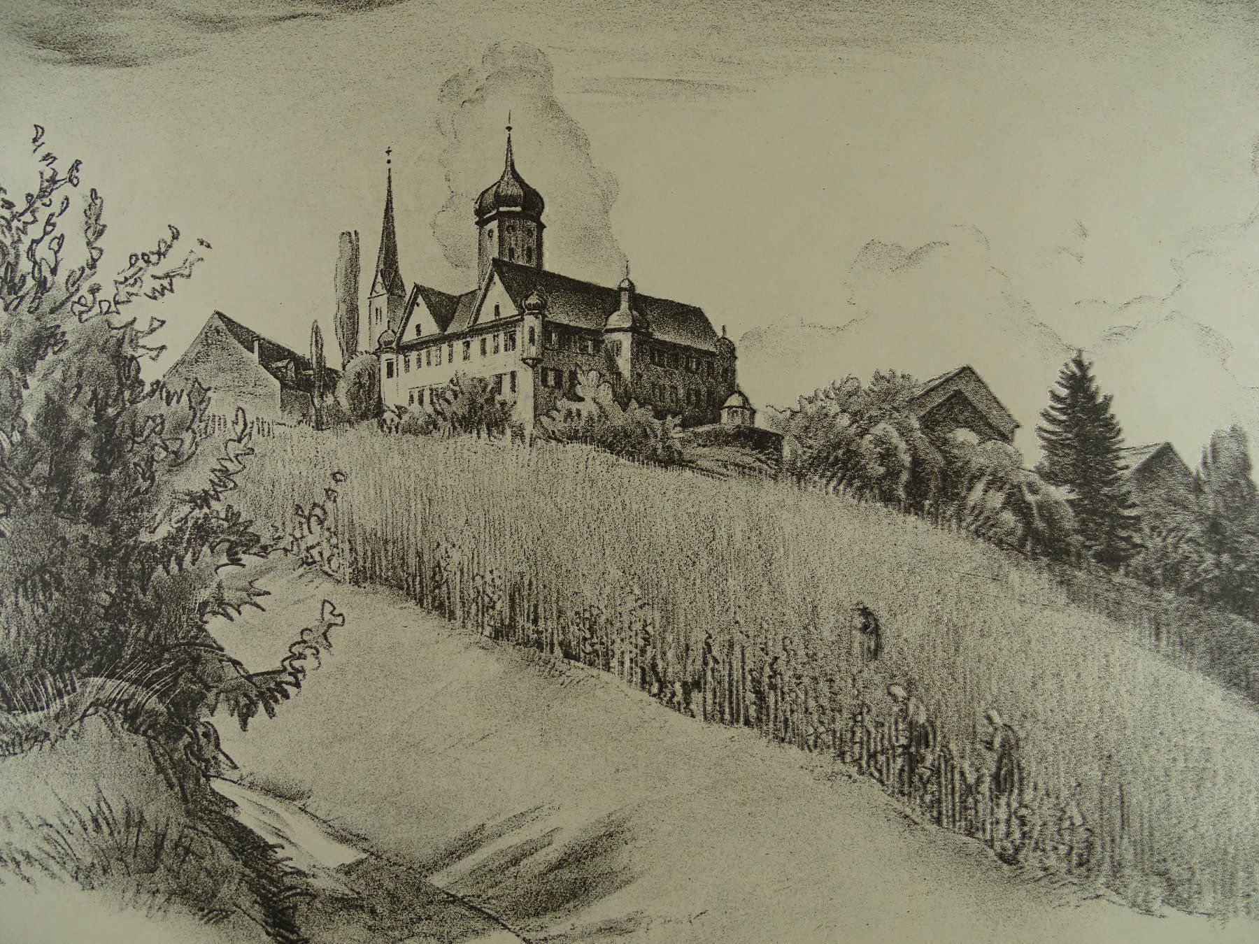 Grafica & Litografie: SCHLOSS HERDERN, LITHO V. E.E. SCHLATTER – Usato da Grüningen venduto da Kartensammler 2